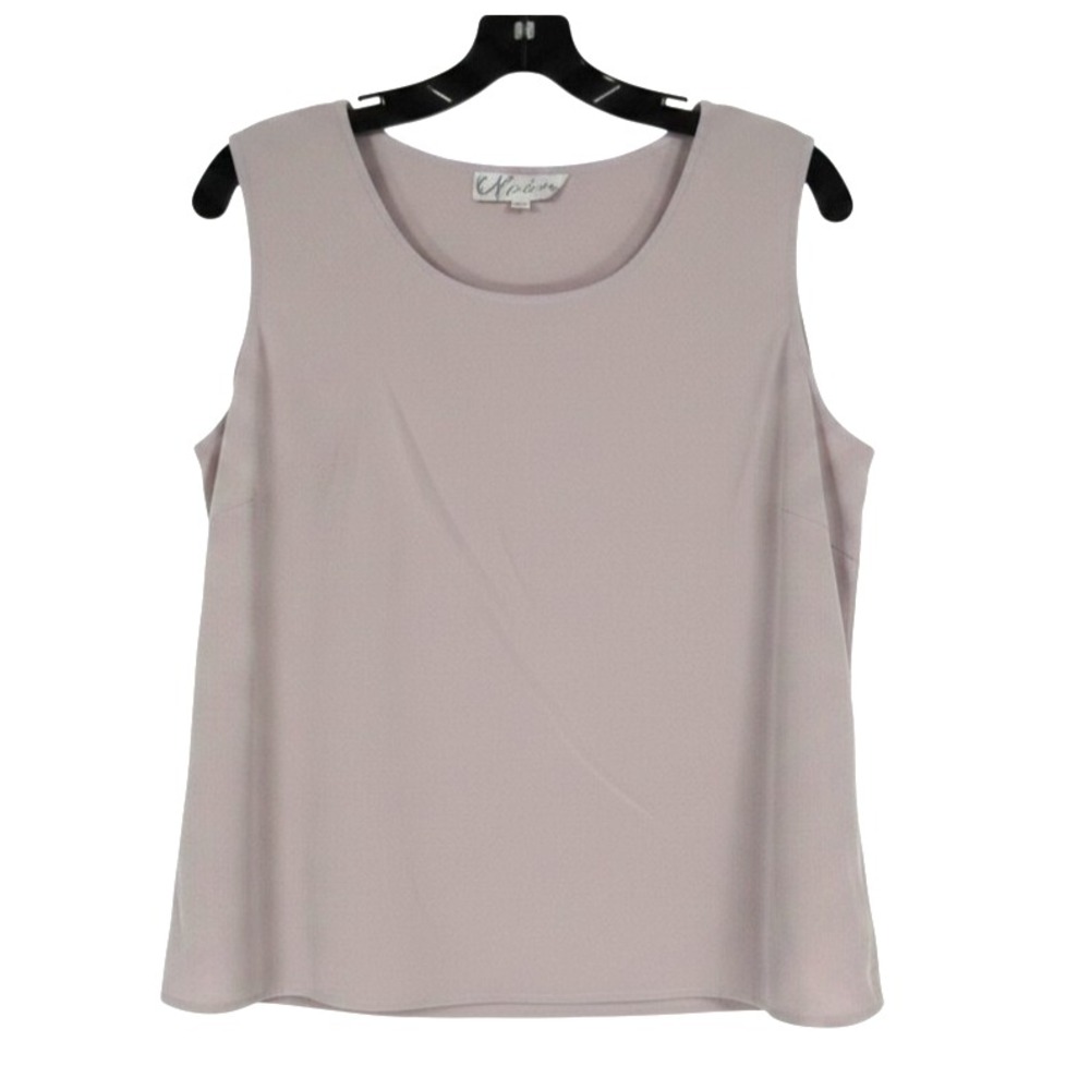 DRESS BARN PETITE Gray 100% SILK Side Slit SLEEVELESS Tank Top/Blouse Sz 18WP